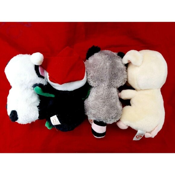 TY Beanie Boo Lot of 4 Plush 6" VelveTy Piggley Igloo Cutie Pie Rocco Panda Eyes - Picture 4 of 6